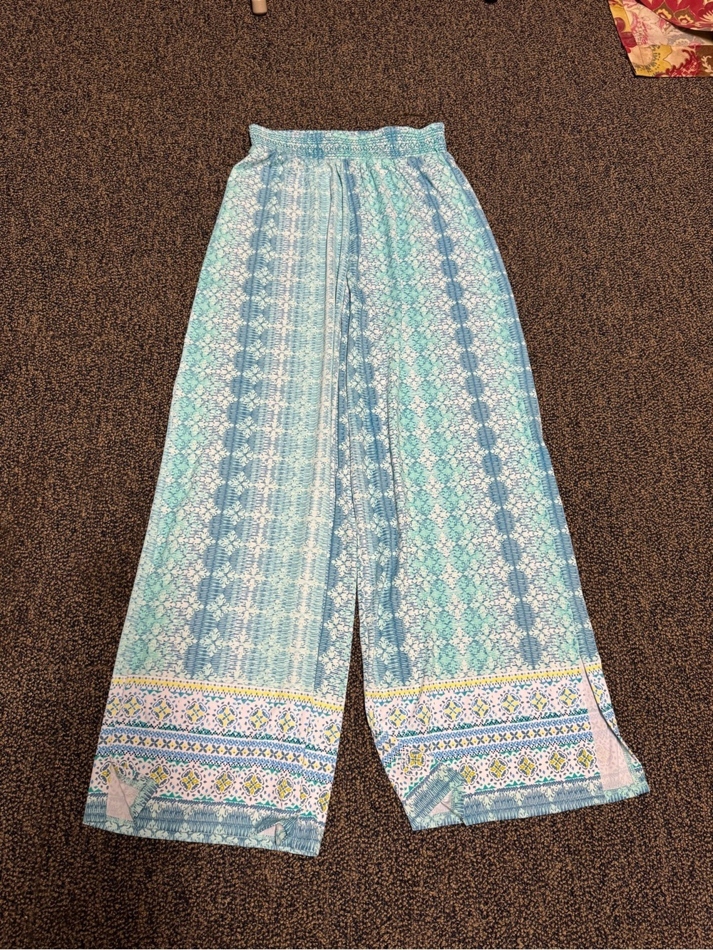 Cabana Life Aqua and Teal Wide Leg Printed Pants